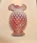 Fenton Art Glass Cranberry Opalescent Hobnail vase 3½-4"