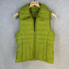 Kenneth Cole Reaction Womens Puffer Vest Green Small Down Feather Lined Full Zip