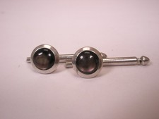 SINGLES 2 5/16" Gray MOP Round Vintage SWANK Formal Tux Prom Shirt Stud c2040