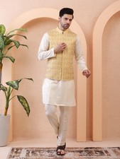 NAQSH-E-ZAR   HAND EMBROIDERED DESIGNER BUNDI SET   YELLOW