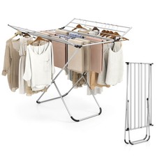 Folding Aluminum Clothes Drying Rack w/2 Side Wings for Clothes Towels Underwear