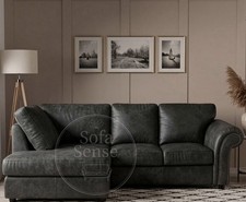 New Oakland High Quality Faux Leather Corner Sofa Black
