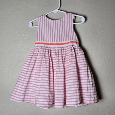 Jacadi Paris Toddler Girls Dress 24 Mo Pink Striped Lined 100% Cotton Adorable