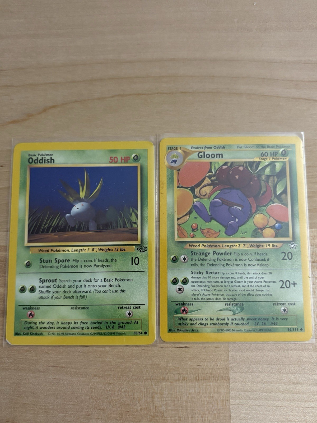 Pokémon TCG 2 Card Lot Oddish & Gloom Base Set 2 Neo Genesis 1999