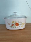 Vintage 3 Liter Corning Ware Wildflower Poppy A-3-B Casserole w/ Pyrex Lid