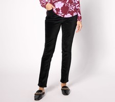 Belle by Kim Gravel Women's Pants Sz 12 Reg Velveteen Button Front Black A624936