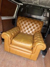 Chesterfield Style Tufted Brown Leather Armchair Indoor