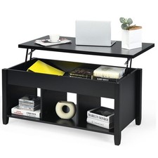 Coffee Table with Lift Top 105x52cm Multi-functional Living Room Storage Black
