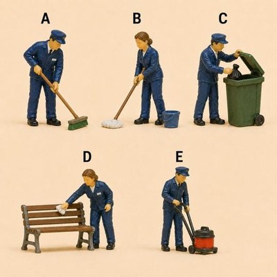 HO Scale 1:87 Station Cleaner Miniature Figure for Train Layouts