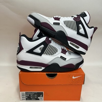 Nike Air Jordan 4 Retro PSG  White Bordeaux Neutral Grey  CZ5624-100 Men s 6.5