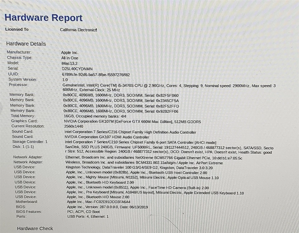 Apple iMac 13,2 A1419 2012 i5 3470S 2.90GHZ 27" 16GB 256GB SSD OSX High Sierra - Image 2 of 4