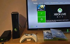 Xbox 360 S Slim, 250GB, Tested Working, 2 Games, Controller, Power Supply & HDMI