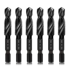 6-Piece 1/4-20NC Combination Drill Tap Bit Set SAE, Made of High-Speed Steel ...