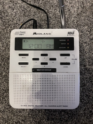 Midland WR-100 All Hazards NOAA Weather Radio Digital Public Alert S.A.M.E.White