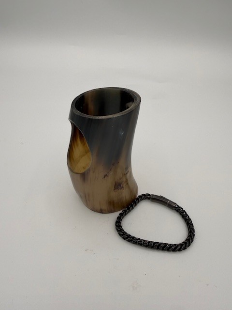 Viking Lot Drinking Horn Stand and Heavy Metal Bracelet