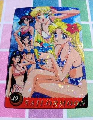 Sailor Moon Prism Sticker Card #49 Inners Swimsuits Bikinis Taiwan Vintage