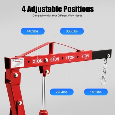 4409LBS 2 TON Heavey Duty Engine Motor Hoist Cherry Picker Shop Crane Lift New