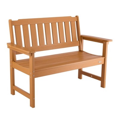 50.5inch Weatherproof Bench 800lb Capacity Plastic Natural Wood