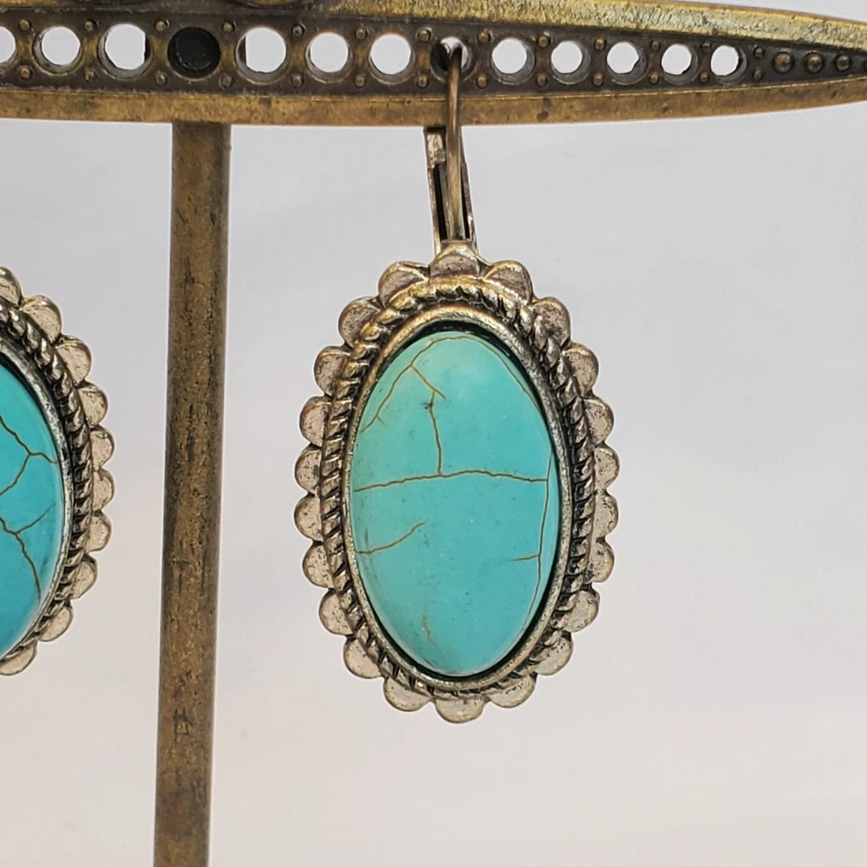 Hermosos pendientes colgantes turquesa para mujer Foto 3 de 4