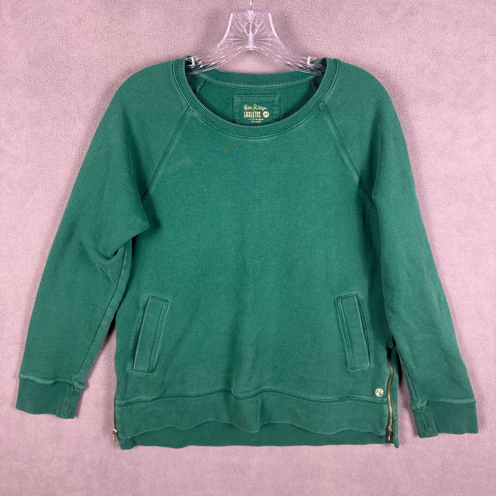 Lilly Pulitzer LUXLETIC Women's Sweatshirt Size M Green Beach Comber Pullover