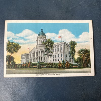 Postcard ME Augusta Maine State Capitol 1926 White Border Vintage PC b9402