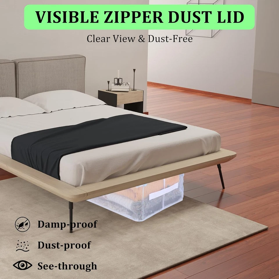 2 Pcs under Bed Shoe Boot Storage Organizers, Stackable Storage Boxes with Clear - Image 2 of 4