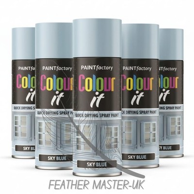 5x 400ml Himmelblau Colour It Mehrzweck Sprühfarbe Glanz Finish Haus & Heimwerker