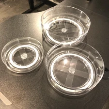 CELLA  3 Piece Clear Turntable Set No Liners Handles 10.5in/10in/8in New Cond.