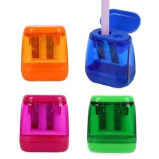 24pcs Colored Manual Pencil Sharpeners Dual Holes with Lid for Kids Adults