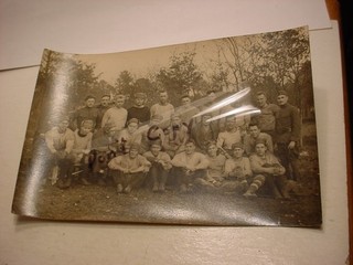 antique vintage WW1 Photo Postcard of US French Military FOOTBALL TEAM RPPC