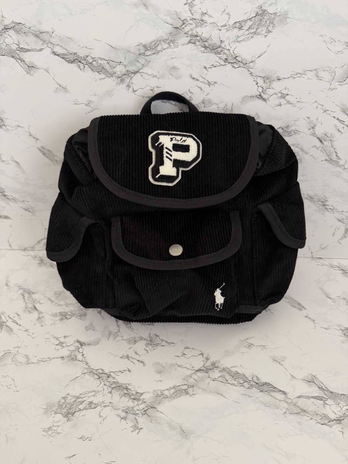 Polo Ralph Lauren PWing Patched Mini Bag Backpack Preppy Hampton Polo Bear Black image 4