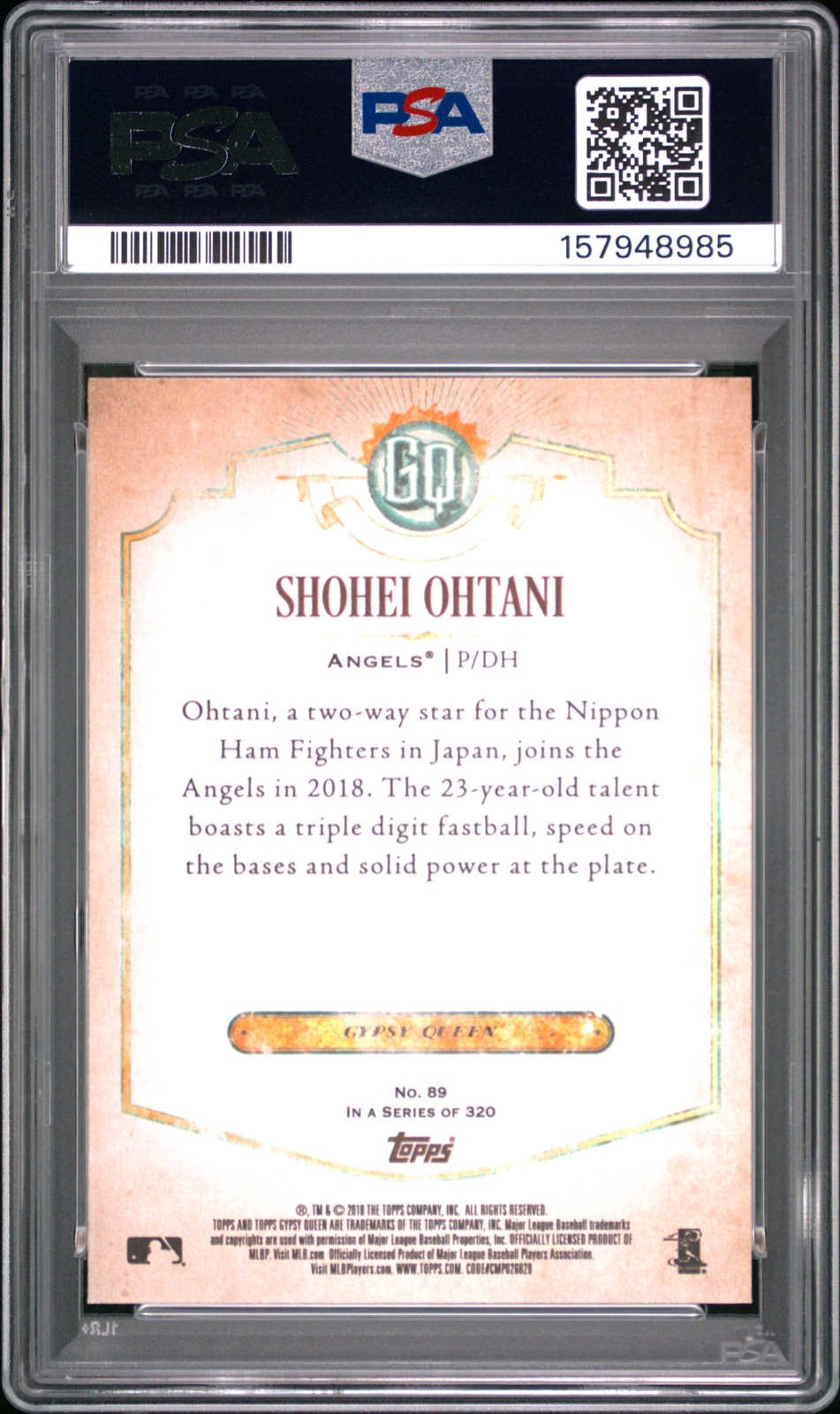 2018 TOPPS GYPSY QUEEN #89 SHOHEI OHTANI ROOKIE RC PSA 10 view 2