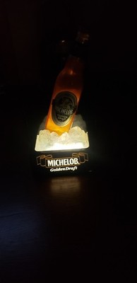 Vintage Michelob Golden Draft Beer Bottle On Ice Lighted Barware Sign Light 