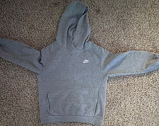 Nike Boys Gray Fleece Pullover Hoodie Sweatshirt L Long Sleeve Logo