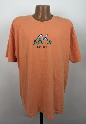 Life Is Good Shirt Mens XL Orange Short Sleeve T-shirt Mountain Climbing Hiking