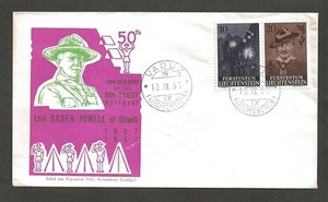 1957 Liechtenstein Baden Powell Scouts se-tenant FDC