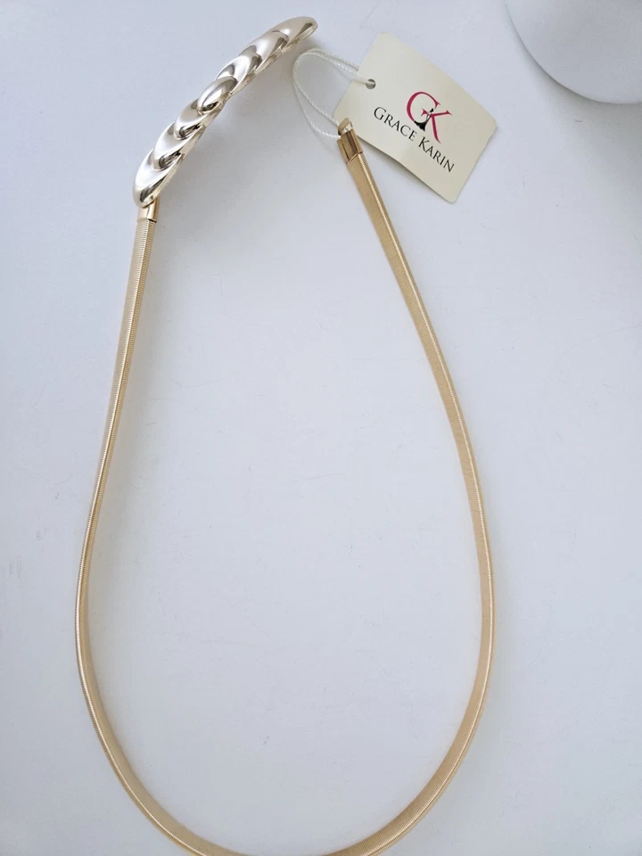GRACE KARIN Women’s Skinny Metal Cinch Belt Gold Expandable Waist Belt (NWT) - Imagem 2 de 4