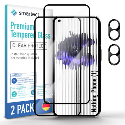 2x Schutzglas Panzerfolie Full Screen für Nothing Phone (1) + 2x Kameraschutz