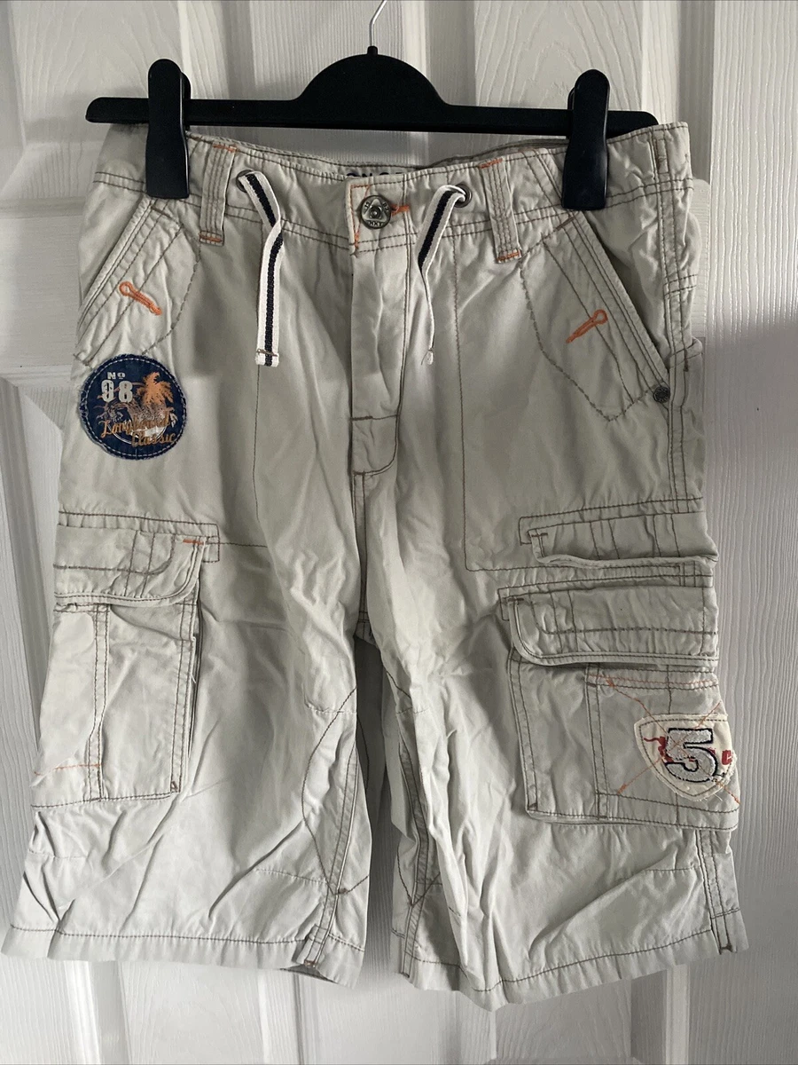 Next Boys Teens Cream Cargo Shorts 13 To 14 Years 164cm ADJ Waist Used