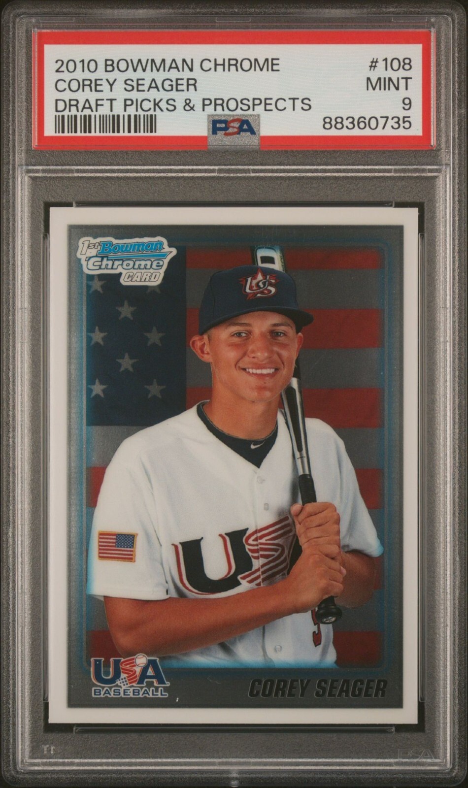 2010 BOWMAN CHROME DRAFT PICKS & PROSPECTS #BDPP108 COREY SEAGER RC PSA 9 MINT