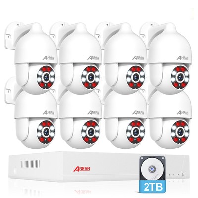 ANRAN 8CH H.265+ 3K 8MP POE Überwachungskamera Set Email Alarm Audio PIR 2TB PTZ