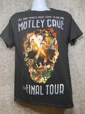 Motley Crue Men's Medium Black Pre Shrunk Cotton T-Shirt The Final Tour 2014