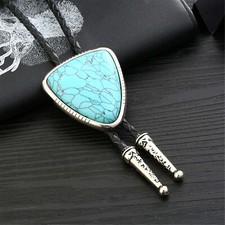 Triangle Turquoise Mens Bridegroom Bolo Tie Wedding Necklace Western Cowboy