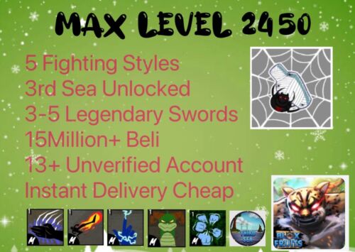 Instant Delivery - Blox Fruits Level MAX 2450 Account - Third Sea