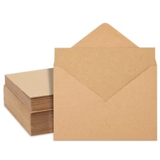 Best Paper Greetings 50 Pack Blank 5x7 Note Cards and Envelopes Set, Brown A7...