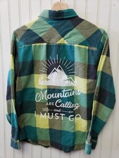 Flannel Shirt Quicksilver Kids 14 upcycle The Mountains are Calling