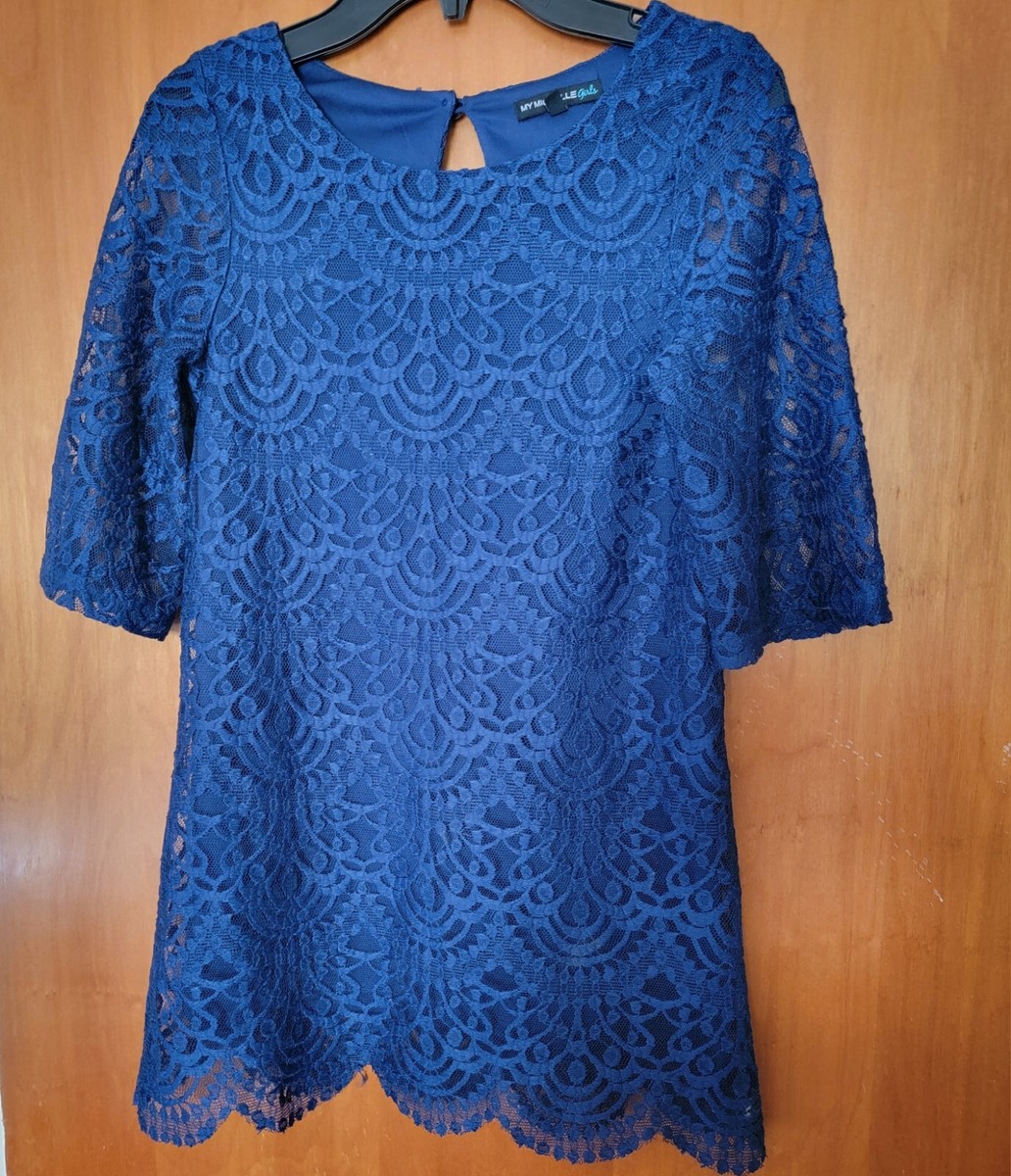 knee length dresses for ladies Surreal Lace-Up Back Tulle Midi Dress Blue