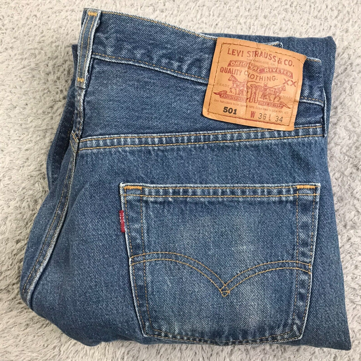 Levis 501 XX Jeans Mens 36 (35x33) Distressed Button Fly