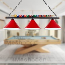 47" 3 Red Light Hanging Pool Table Lights Fixture Billiard Pendant Lamp Fits E26
