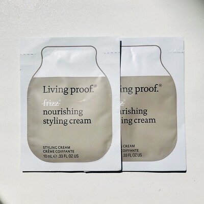 2 Living Proof No Frizz Nourishing Styling Cream Travel Size Sample 10ml each